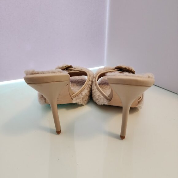 Brand new! COACH Cream Shearling Buckle Mule Heel - Picture 6 of 9